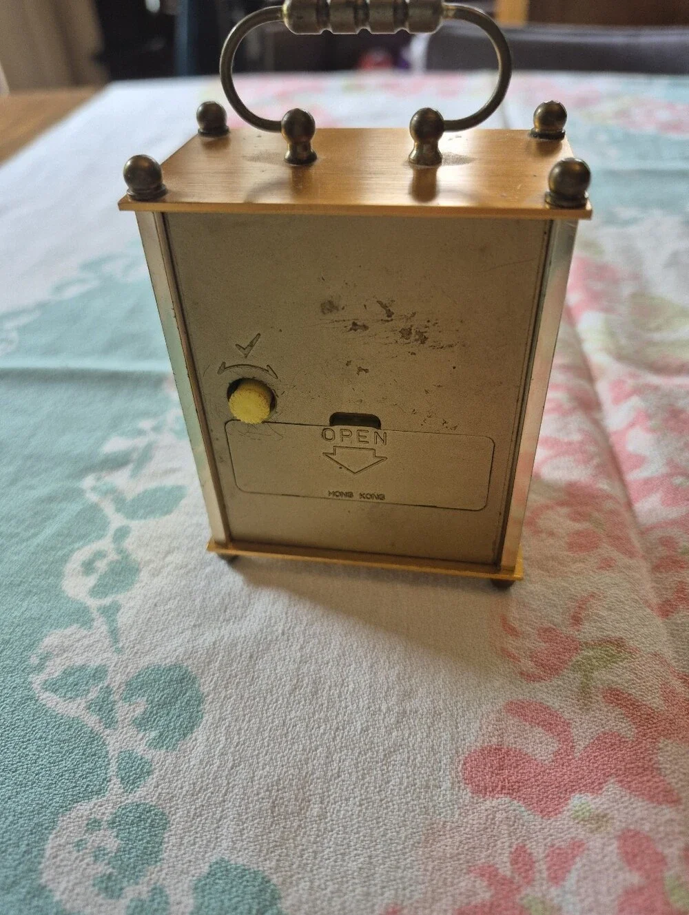 Vintage 1960s ESTYMA BRASS Mantel, OR Travel Clock.  Battery.